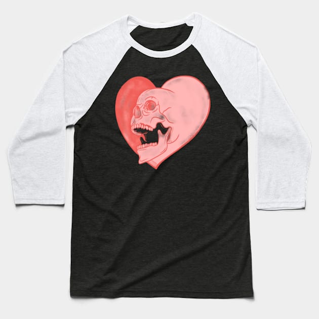 Vintage skull Heart Baseball T-Shirt by HagAttack